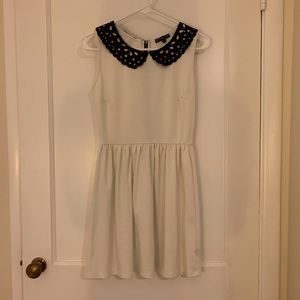 BeBop White Dress With Black Sequin Collar-Small